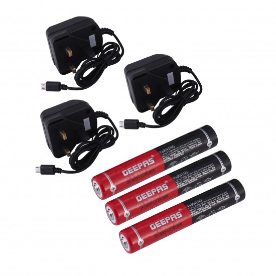 Geepas 3 PCS Rechargeable Family Pack LED Flashlight 280mm