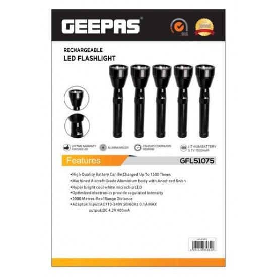 Geepas 5In1 Rechargeable Family Pack LED Flashlight GFL51075