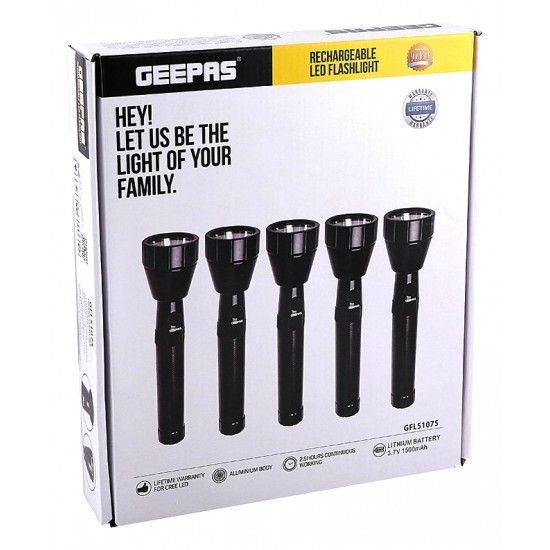 Geepas 5In1 Rechargeable Family Pack LED Flashlight GFL51075