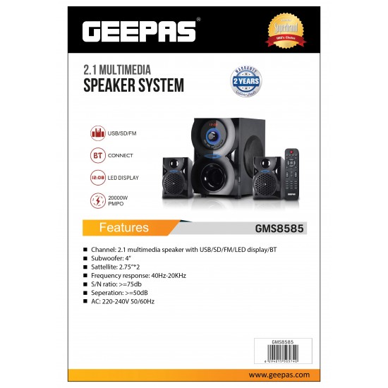 Geepas GMS8585 2.1 Channel Multimedia Speaker