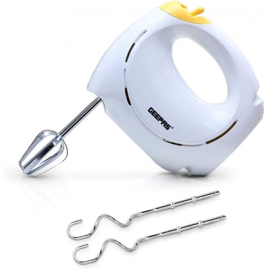 Geepas GHM43012 – Hand Mixer/ 7 Speed With Turbo/150W - White (UK Plug)