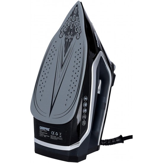 Geepas GSI7801N Wet & Dry Steam Iron with Ceramic Soleplate, Black (UK Plug)