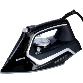 Geepas GSI7801N Wet & Dry Steam Iron with Ceramic Soleplate, Black (UK Plug)